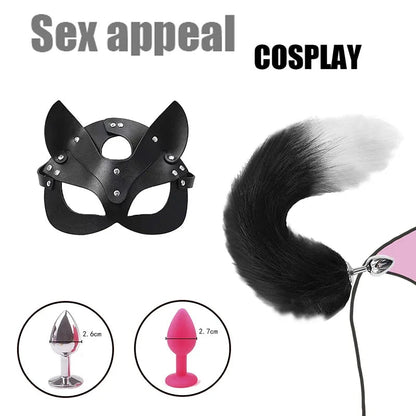 Sex Toys  Woman Cosplay Fox Tail Anal Metal   Half Cat Party Sexy Adult Mask Game Masks BDSM gtooza.com