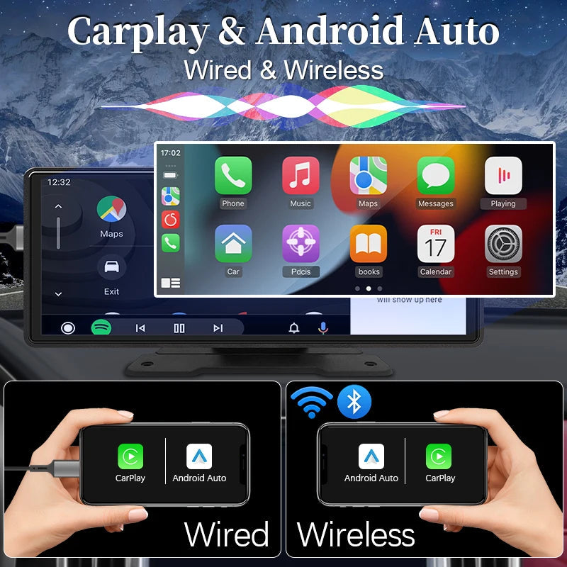 Gtooza_10.26"  Car Mirror Radio Multimedia Video Player Universal Wireless Carplay Android Auto Screen With Bluetooth AUX USB gtooza.com