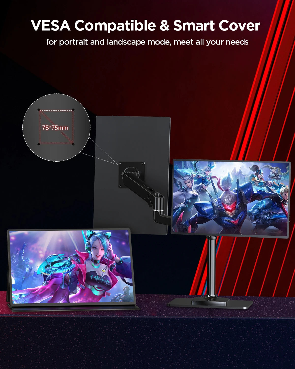 Gtooza_UPERFECT 16" 2K Portable Monitor 2560*1600 16:10 100%sRGB 500Cd/m² 120Hz Gaming Display  Xbox PS5 Switch Laptop Mac Phone gtooza.com