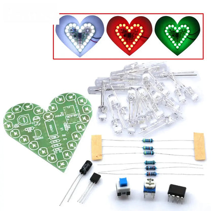 DIY Kit Heart Shape Breathing Lamp Kit Breathing LED Suite Red White Blue Green Electronic Production for Learning laboratory