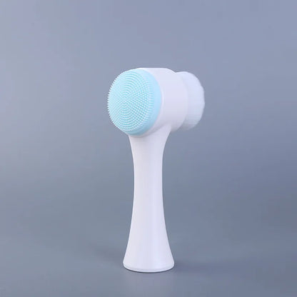 Silicone Face Cleansing Brush Double-Sided Facial Cleanser Blackhead Removal Pore Cleaner Exfoliator Face Scrub Skin Care Tool