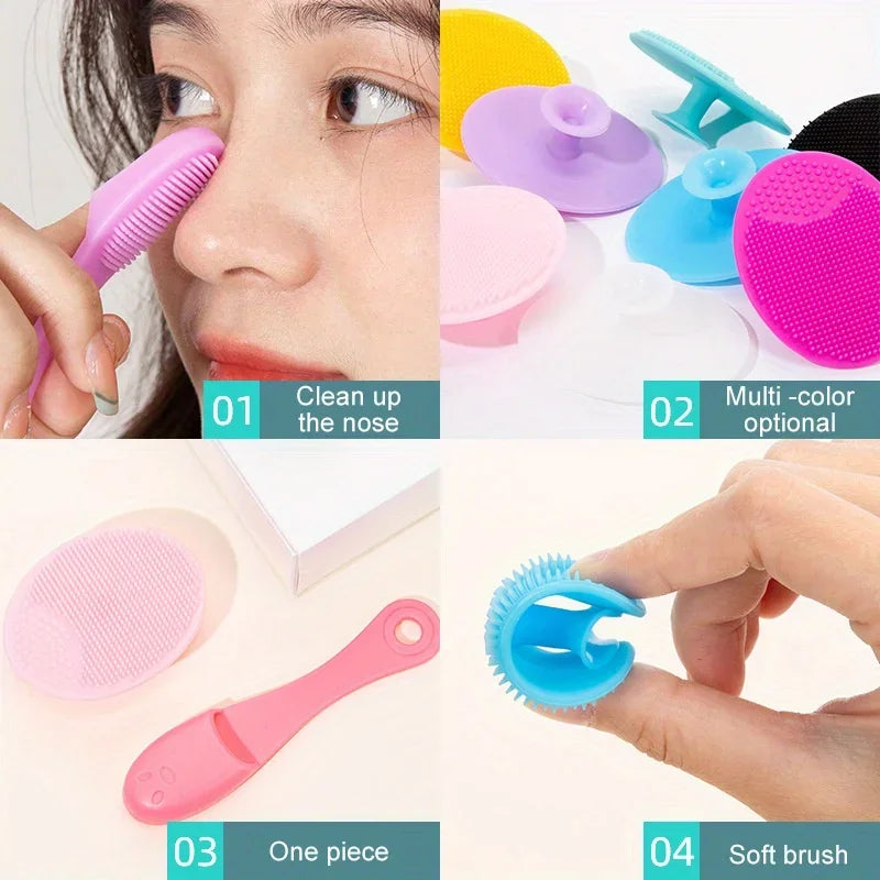 Silicone Facial Brush Cleaner Portable Blackhead Double-sided Massage Brushes Beauty Cleaning Tool Facial Nasal Scrub Skin Care