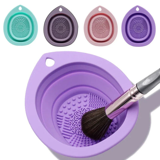 Silicone Makeup Brush Cleaner Foldable Cosmetic Brush Cleaning Bowl Powder Puff Beauty Sponge Washing Mat Brushes Scrubber Pad