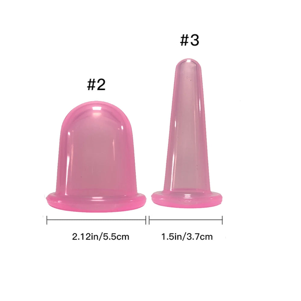 PC Silicone Vacuum Cupping Massage Jars Anti Cellulite Massage Facial Sucti