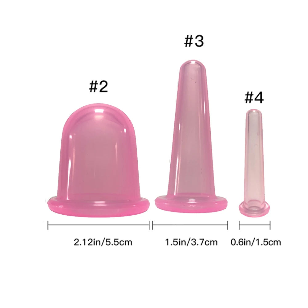 PC Silicone Vacuum Cupping Massage Jars Anti Cellulite Massage Facial Sucti