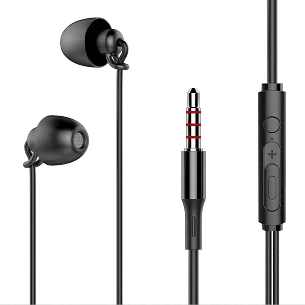 Silicone Wired Super Bass Earbud 3.5mm Jack Noise Reduction In Ear Headphone Universal Sport Sleeping Headphone with Mic