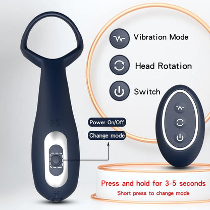 Silicone  and 360°Rotate Prostate Massager Wireless Control Delay Ejaculation Lock Ring Anal Plugs Sex Toys  Men