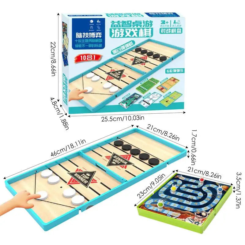 PC Sling Puck Game Hockey Foosball Board Game 10 In 1 Foldable Chess Board