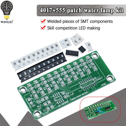 Smart Electronics Kit SMD Welding training NE555+CD4017 Light Water Flowing Light LED Module DIY Kit Learn electronic principles