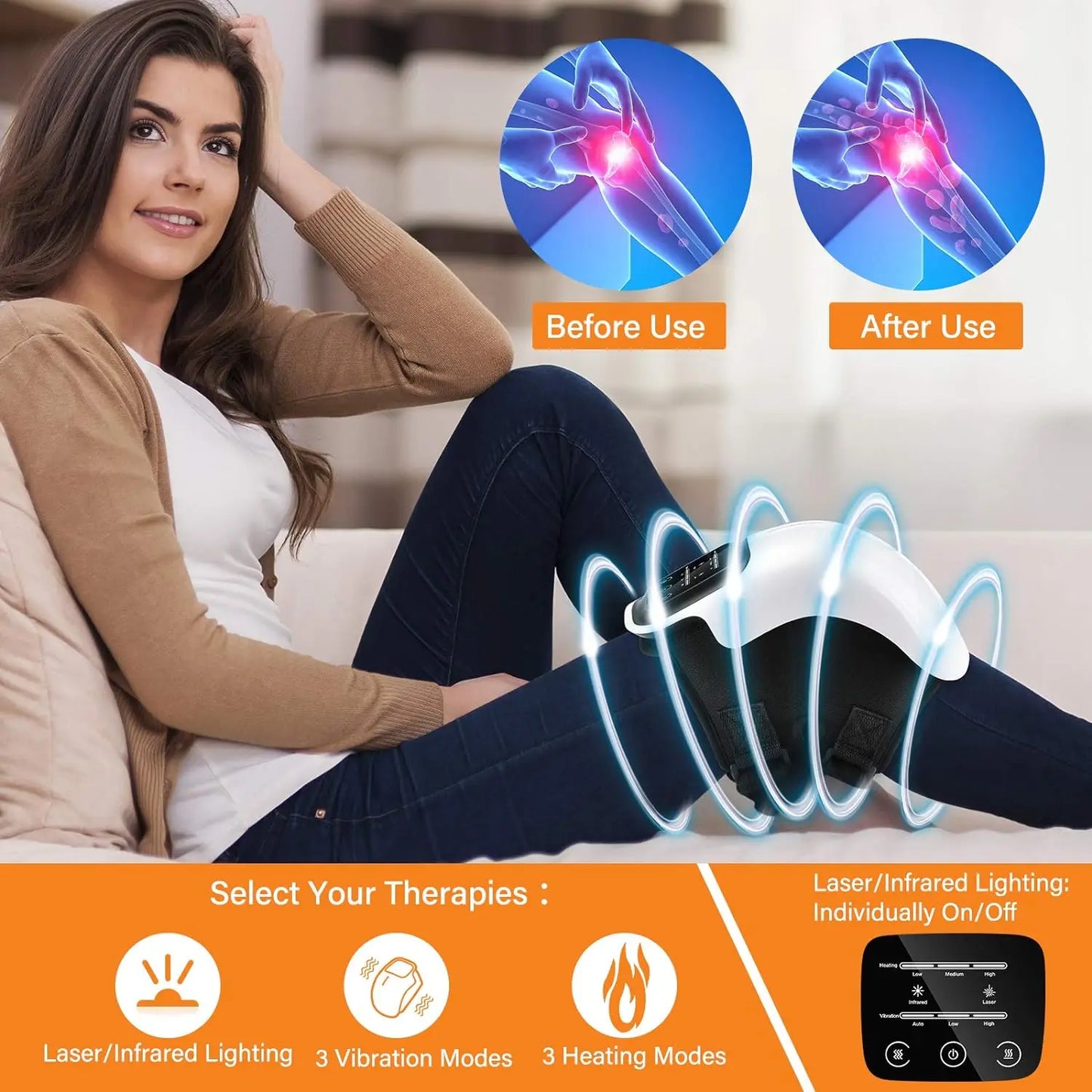 PC Smart Hot Compress Knee Massagers Electric Relaxing Leg Joint Heating Vi