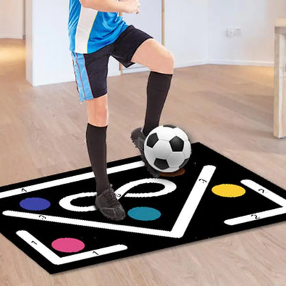 PC Soccer Training Drills Mat Rubber Non Slip Exercise Mat 23.6x35.4in Foot