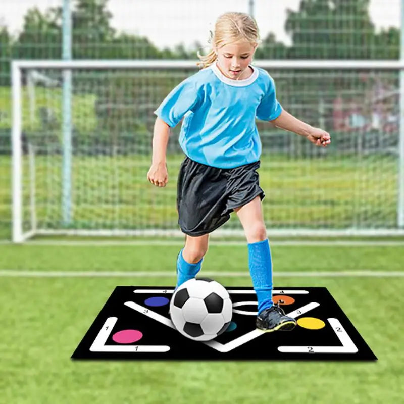 PC Soccer Training Drills Mat Rubber Non Slip Exercise Mat 23.6x35.4in Foot