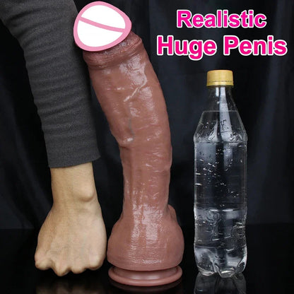 Gtooza_Soft Realistic Thick Huge  Gay Adults Sex Toy  Women Suction Cup Big  Anal Plug Vaginal Masturbators Silicone Penis gtooza.com