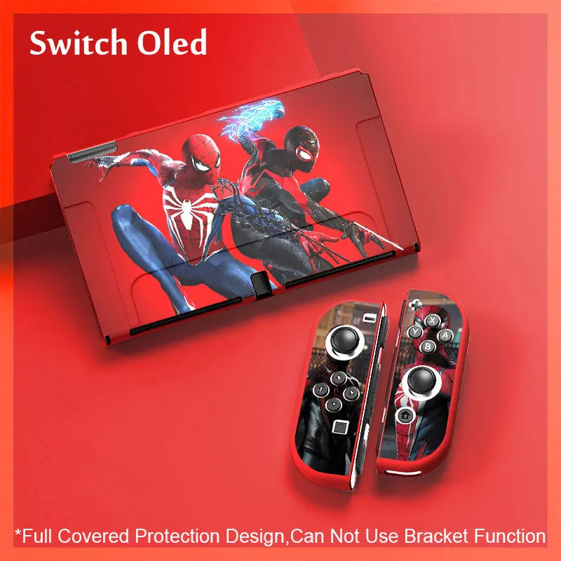 Soft Silicone Case For Nintendo Switch Oled NS Joy Con Controller Skin Shell Cool Spider Theme Dock Protective Cover Accessories