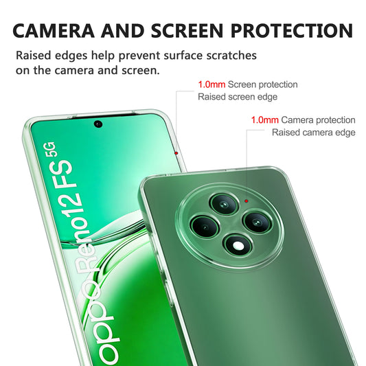 PC Soft Silicone Clear Phone Case For OPPO Reno 12 FS Shockproof Bumper Anti-Fingerprint Cover For OPPO Reno 12 F Phone Accessories