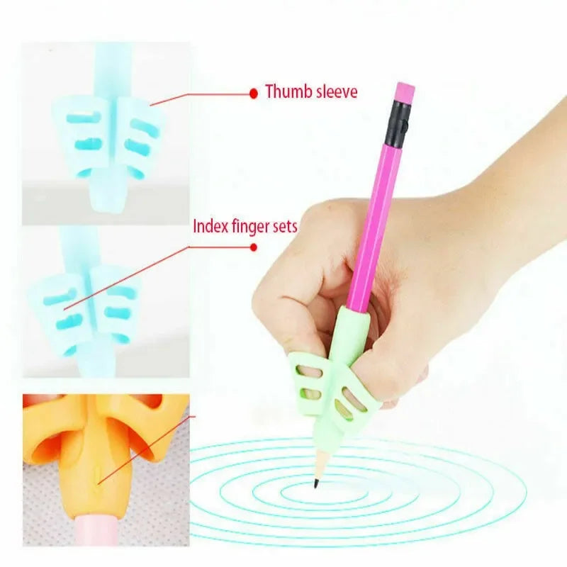 Soft Silicone Pencil Grip Three-Finger Five-Finger Corrector Children Writing Training Correction Tool Pens Holding  Kids