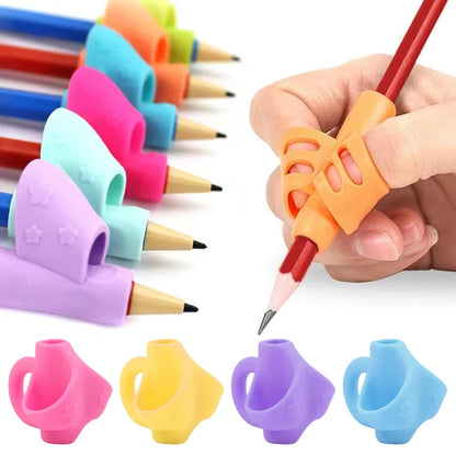 Soft Silicone Pencil Grip Three-Finger Five-Finger Corrector Children Writing Training Correction Tool Pens Holding  Kids