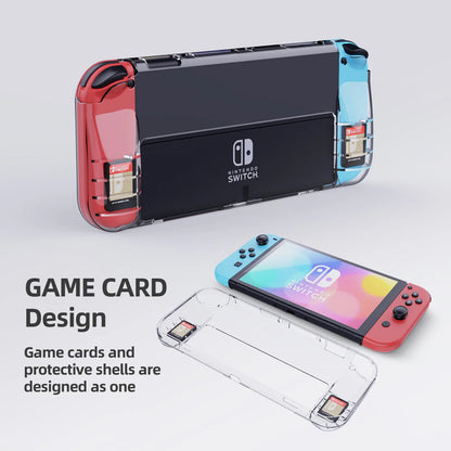 Soft TPU Case Protective Cover Shockproof Shell with Card Slot Storage Compatible Nintendo Switch OLED Game Console Accessories