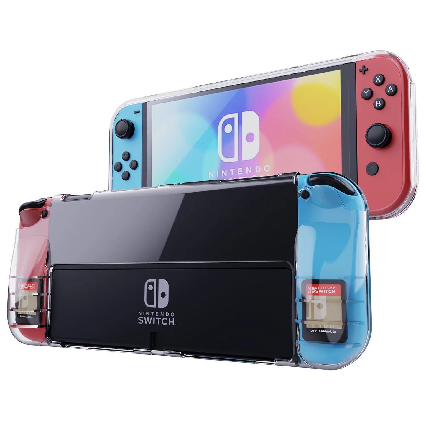 Soft TPU Case Protective Cover Shockproof Shell with Card Slot Storage Compatible Nintendo Switch OLED Game Console Accessories