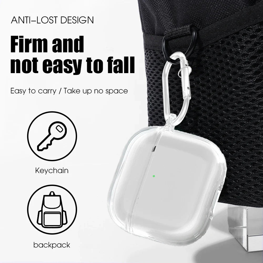 Soft TPU Wireless Transparent Earphone Case for Airpods 4 with Keychain Shockproof Cover for Air Pods Airpods 4 Accessories