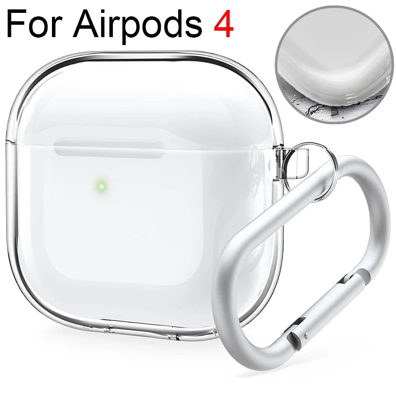 Soft TPU Wireless Transparent Earphone Case for Airpods 4 with Keychain Shockproof Cover for Air Pods Airpods 4 Accessories