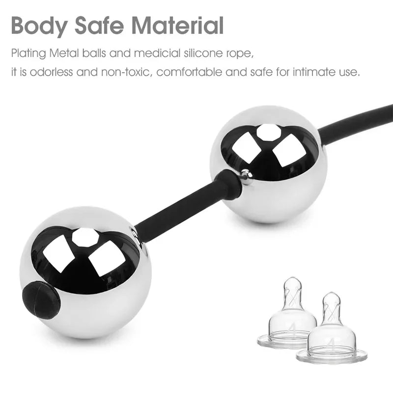 Gtooza_Soft stretchy Silicone pull ring metal Anal beads Kegel ben wa geisha ball expander vaginal tighten exercise sex toy  women gtooza.com