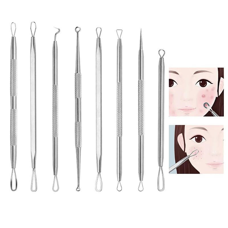 Stainless Steel Dual Heads Acne Needle Blackhead Blemish Squeeze Pimple Extractor Remover Spot Cleaner Beauty Skin Care Tool