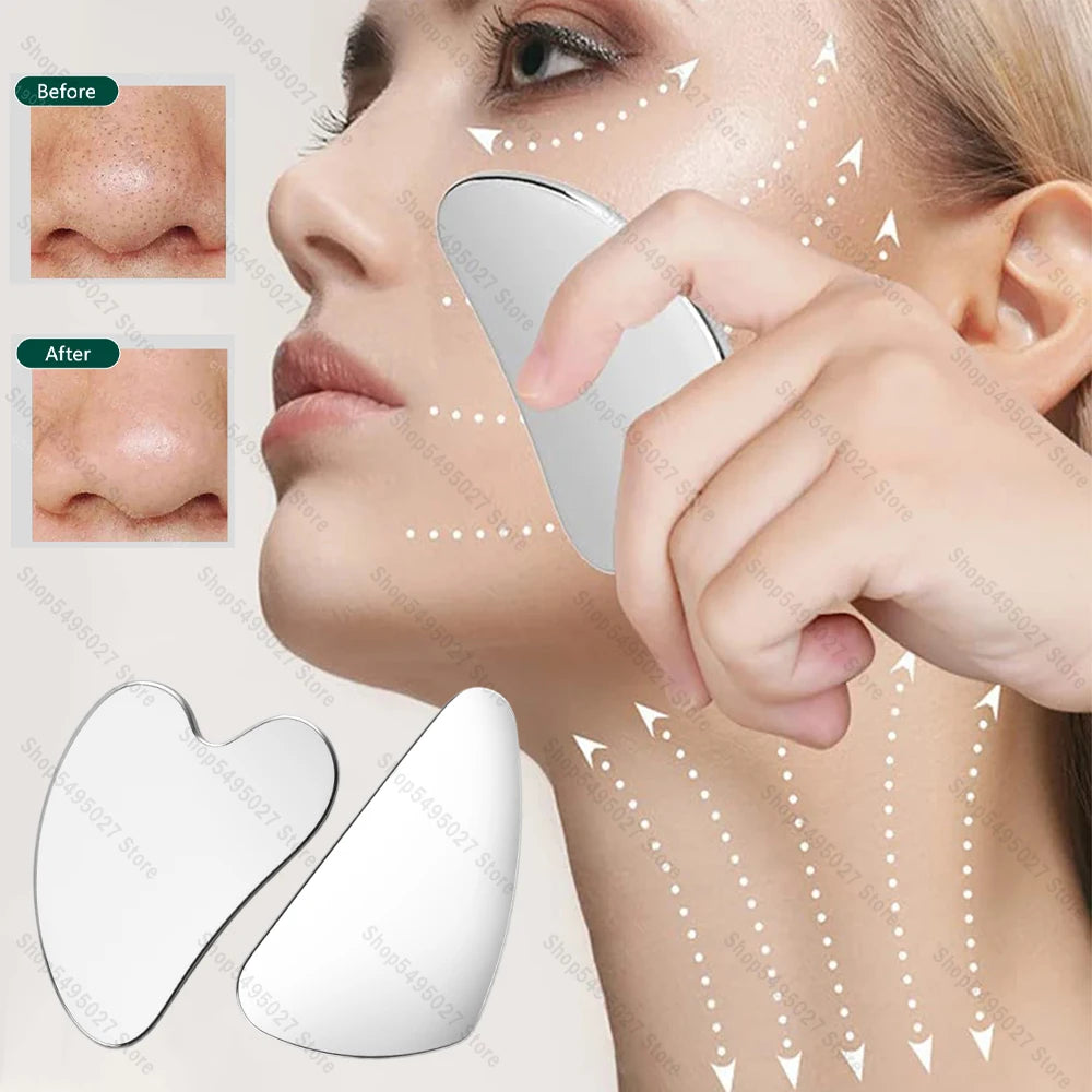 Stainless Steel Skin Scraping Face Massage Skincare Tool Guasha Scraper Lifting Anti Wrinkle Gua Sha Body Neck Care Massager