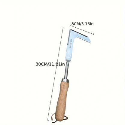 Stainless Steel Wood Handle Garden Weeder Hand Weeding Removal Cutter Puller Tools Multifunction Weeder Transplant Garden Tools