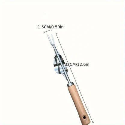 Stainless Steel Wood Handle Garden Weeder Hand Weeding Removal Cutter Puller Tools Multifunction Weeder Transplant Garden Tools