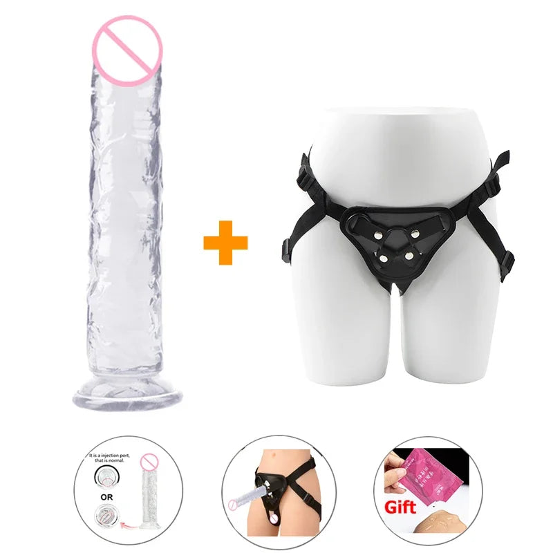 Gtooza_Strap-on Silicone  Women Masturbators Suction Gay Realistic s Huge Penis Sexual Harness Anal Sex Toy  Lesbian gtooza.com