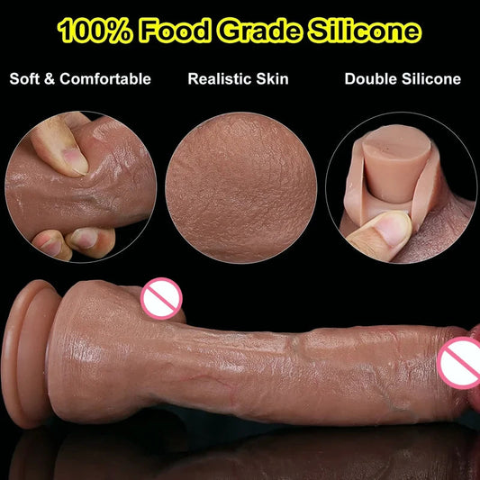 Gtooza_Super Real Skin Silicone Big Huge  Realistic Suction Cup Cock Male Artificial Rubber Penis  Sex Toys  Women Vaginal gtooza.com