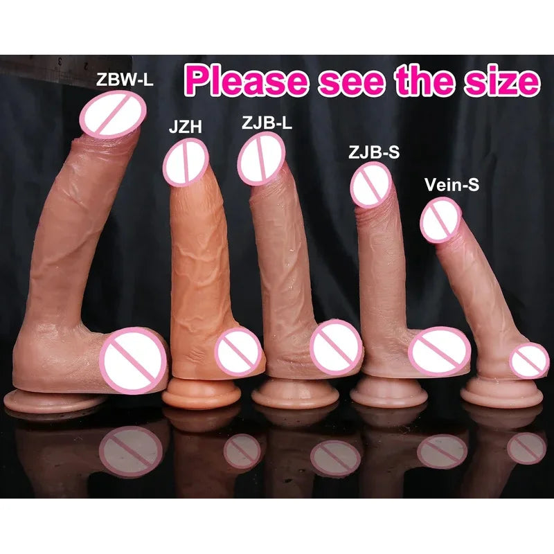 Gtooza_Super Real Skin Silicone Big Huge  Realistic Suction Cup Cock Male Artificial Rubber Penis  Sex Toys  Women Vaginal gtooza.com