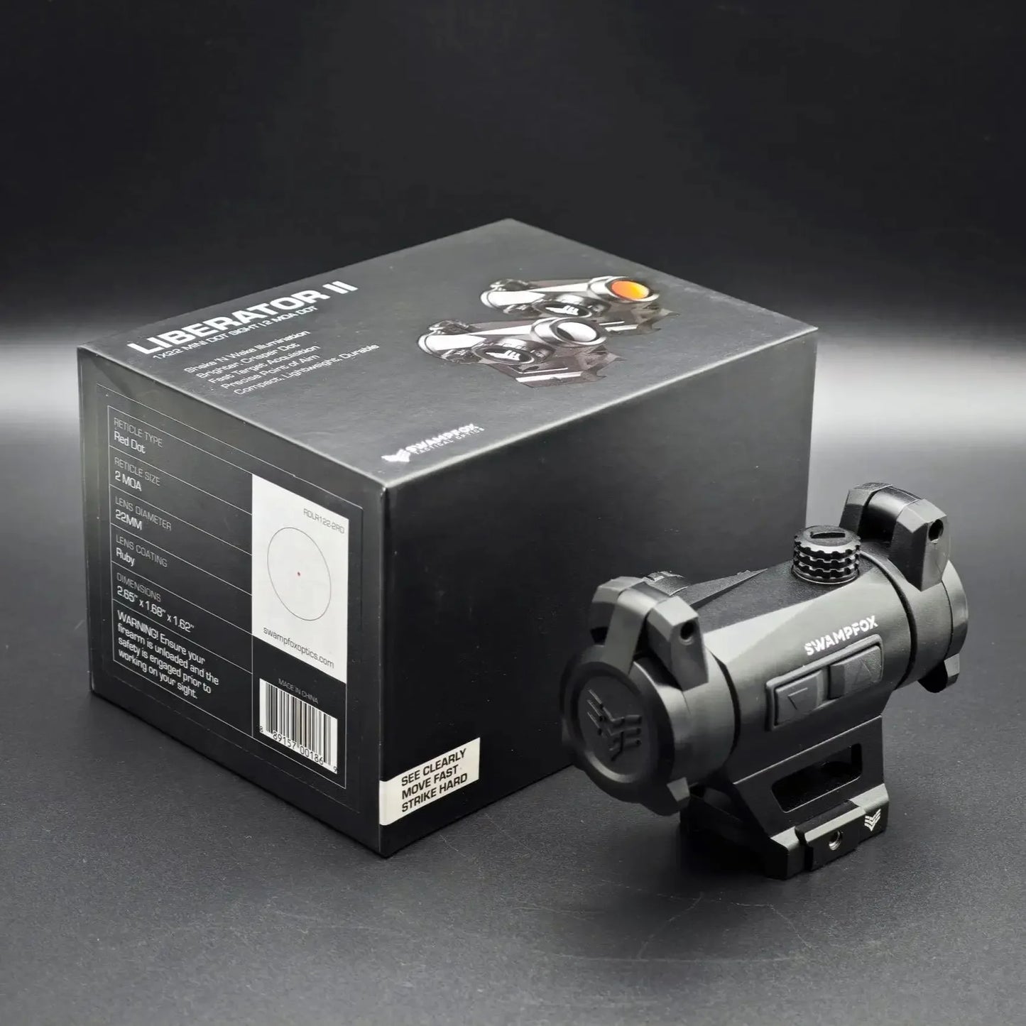 Swampfox Liberator II 1x22mm Mini Red Dot Sight Riflescope 2MOA Reticle Optics RDLR122-2RD  Rifle Shotgun Real Weapons