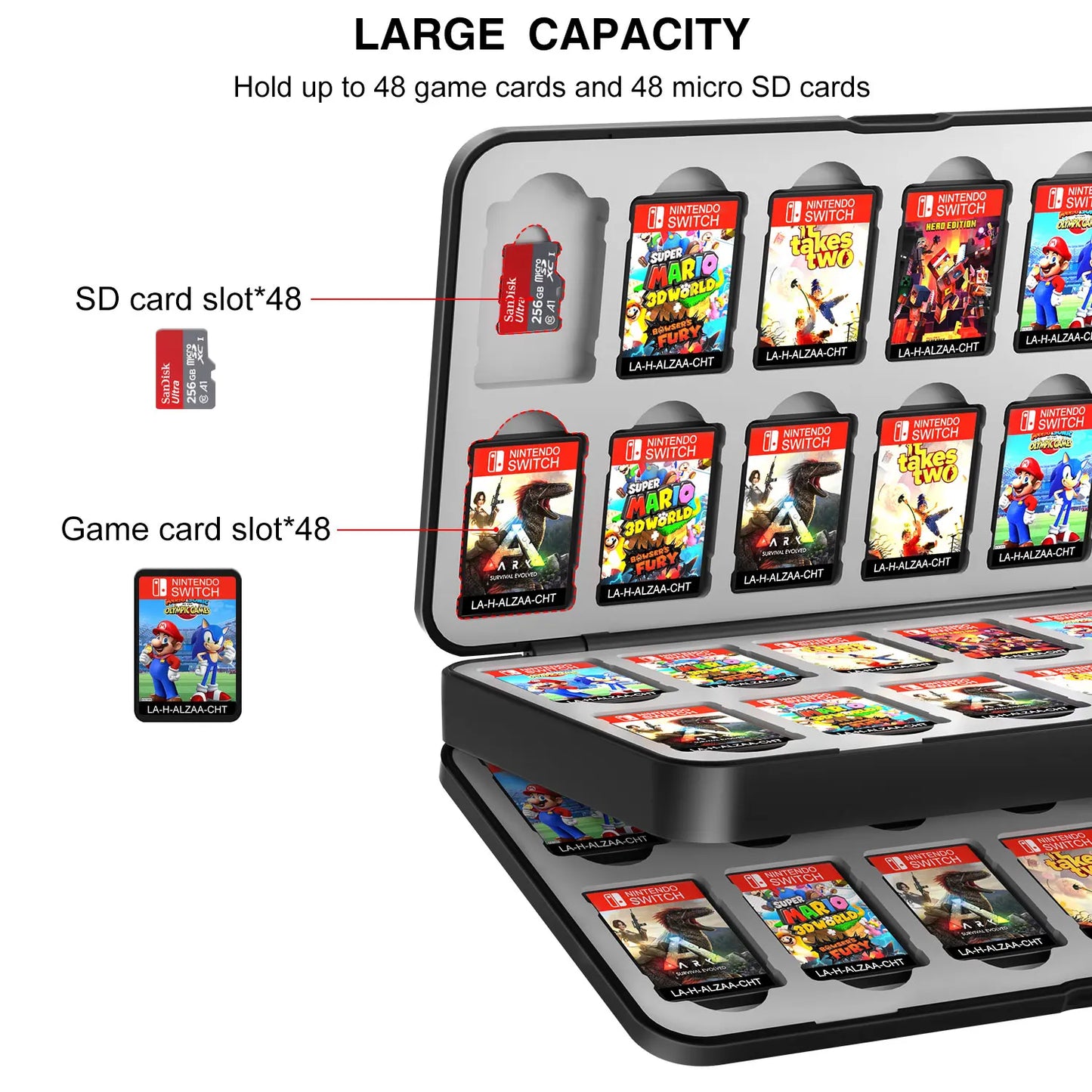 Switch Game Card Protective Case with 96/72/48 Game Card Slots Creative NS Card Storage Box Holder  Nintendo Switch/Lite/OLED