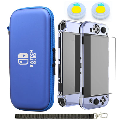 Switch OLED Storage Carry Bag Accessories Kit PC Clear Cover Case Screen Protector With Analog Grips  Nintendo Switch OLED