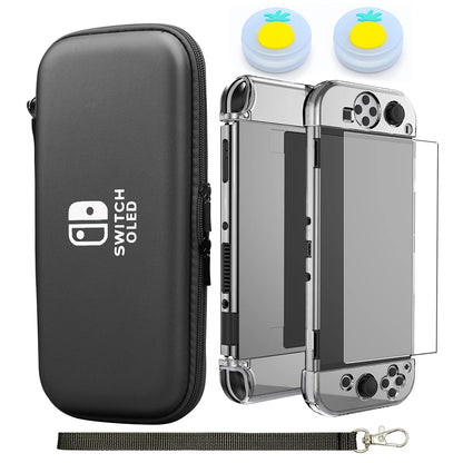 Switch OLED Storage Carry Bag Accessories Kit PC Clear Cover Case Screen Protector With Analog Grips  Nintendo Switch OLED