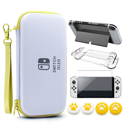 Switch OLED Storage Carry Bag Accessories Kit PC Clear Cover Case Screen Protector With Analog Grips  Nintendo Switch OLED