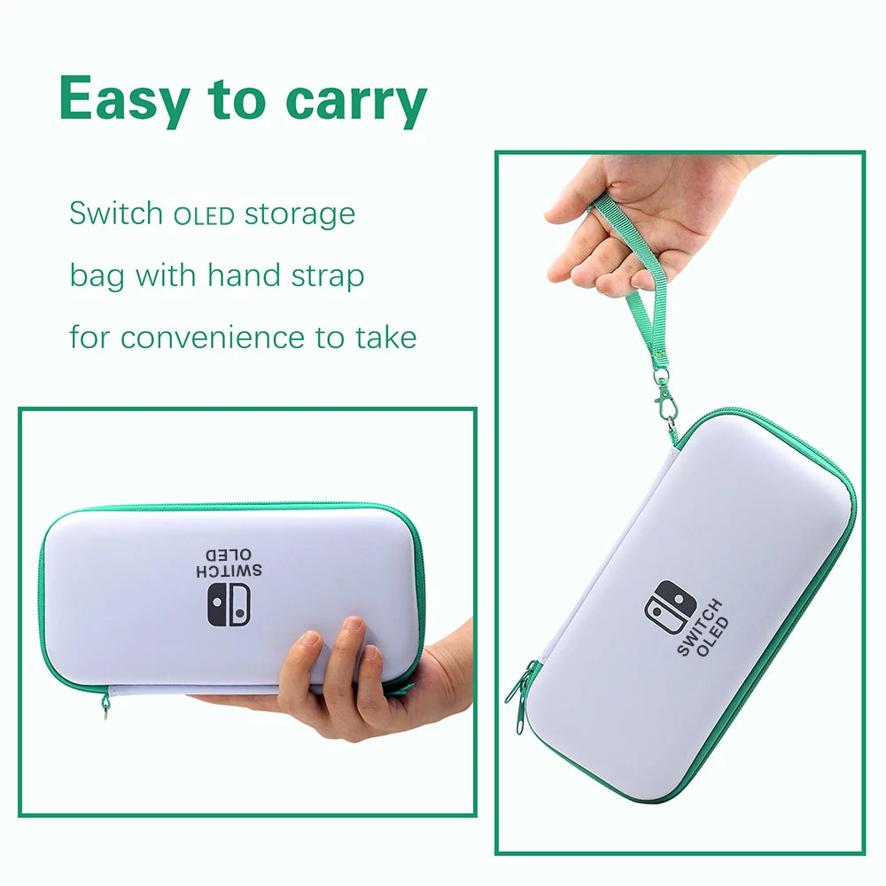 Switch OLED Storage Carry Bag Accessories Kit PC Clear Cover Case Screen Protector With Analog Grips  Nintendo Switch OLED