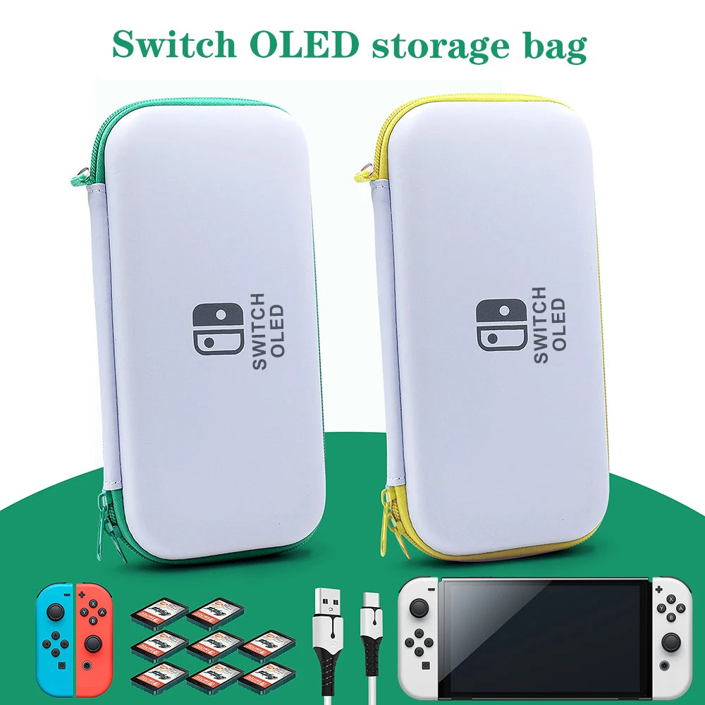 Switch OLED Storage Carry Bag Accessories Kit PC Clear Cover Case Screen Protector With Analog Grips  Nintendo Switch OLED