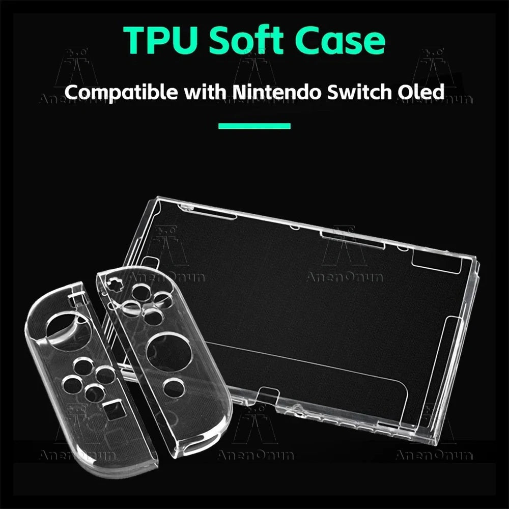 Switch Oled Full Protective Transparent Case Anti-fall Anti-scratch Anti-slip TPU Soft Shell Switch Oled Clear Cover Accessories