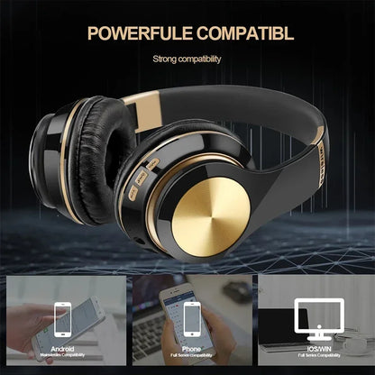 PCT5 Bluetooth Headphones Over Ear HIFI Head Wireless Earphones With Mic Mu