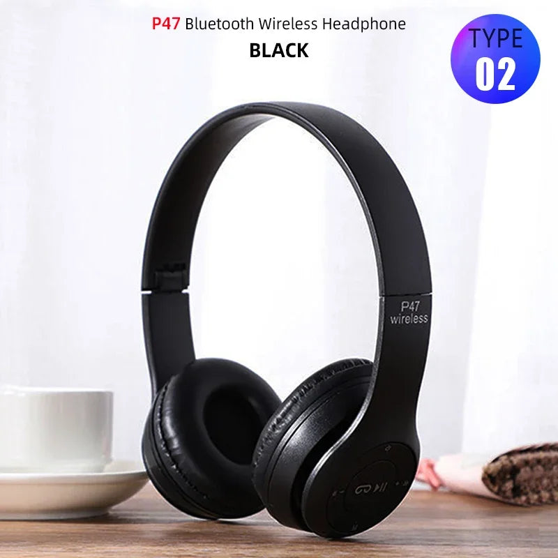 PCT5 Bluetooth Headphones Over Ear Head Wireless Earphones With Mic Music H