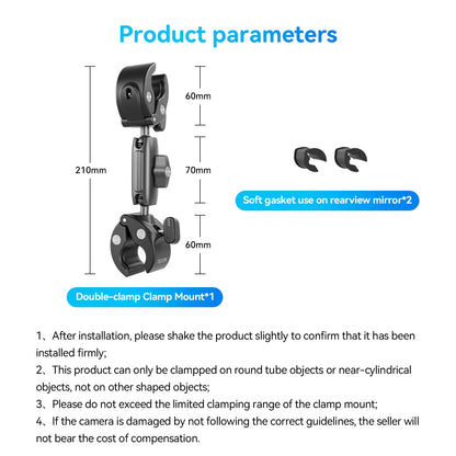 PC TELESIN Motorcycle Bicycle Holder Handlebar Mount Bracket  Go Pro Hero 13 12 11 10 9 8 7 MAX DJI Action 5 4 3 Insta360 X4 X3