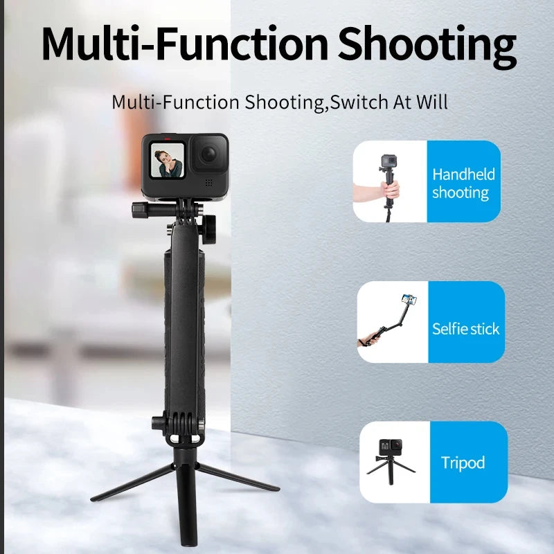 PC TELESIN Portable Floating Selfie Stick Tripod  Gopro Hero 13 12 11 10 9 8 7 6 DJI OSMO Action 5 4 3 Action Camera Accessories