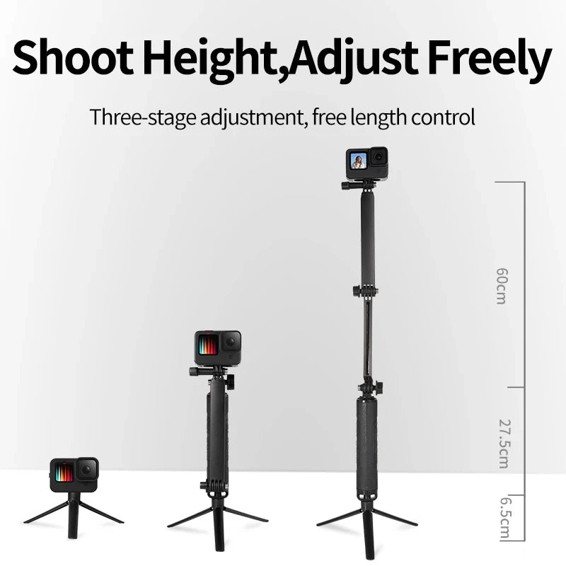 PC TELESIN Portable Floating Selfie Stick Tripod  Gopro Hero 13 12 11 10 9 8 7 6 DJI OSMO Action 5 4 3 Action Camera Accessories