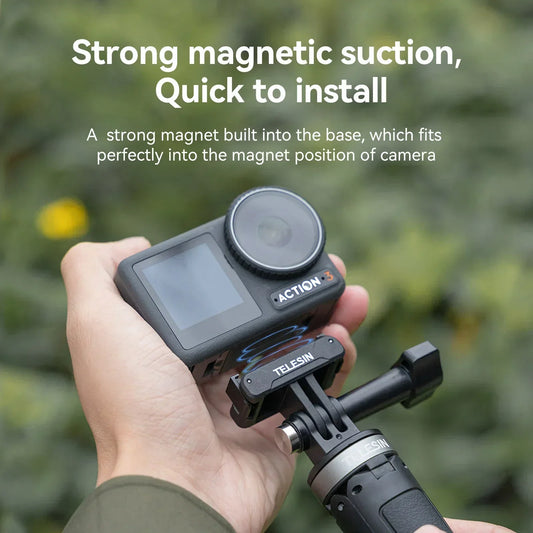 PC TELESIN Quick-Release Magnetic Two-Claw Adapter Mount  DJI OSMO Action 5 4 3 Aluminium alloy Adapter Action Camera Accessory