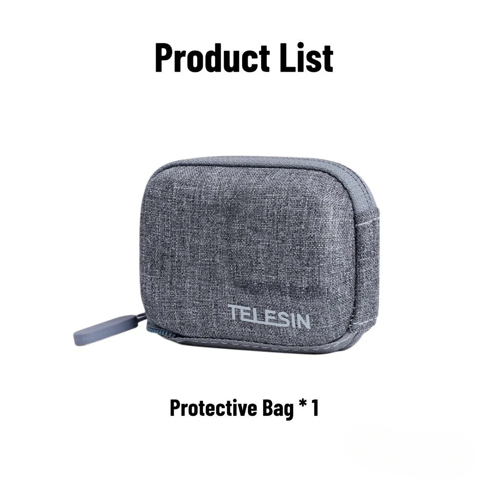 PC TELESIN Storage Protective Bag  Gopro Hero 13 12 11 10 9 8 7 6 5 Half-Open Design Protective Case  Selfie Stick Tripod