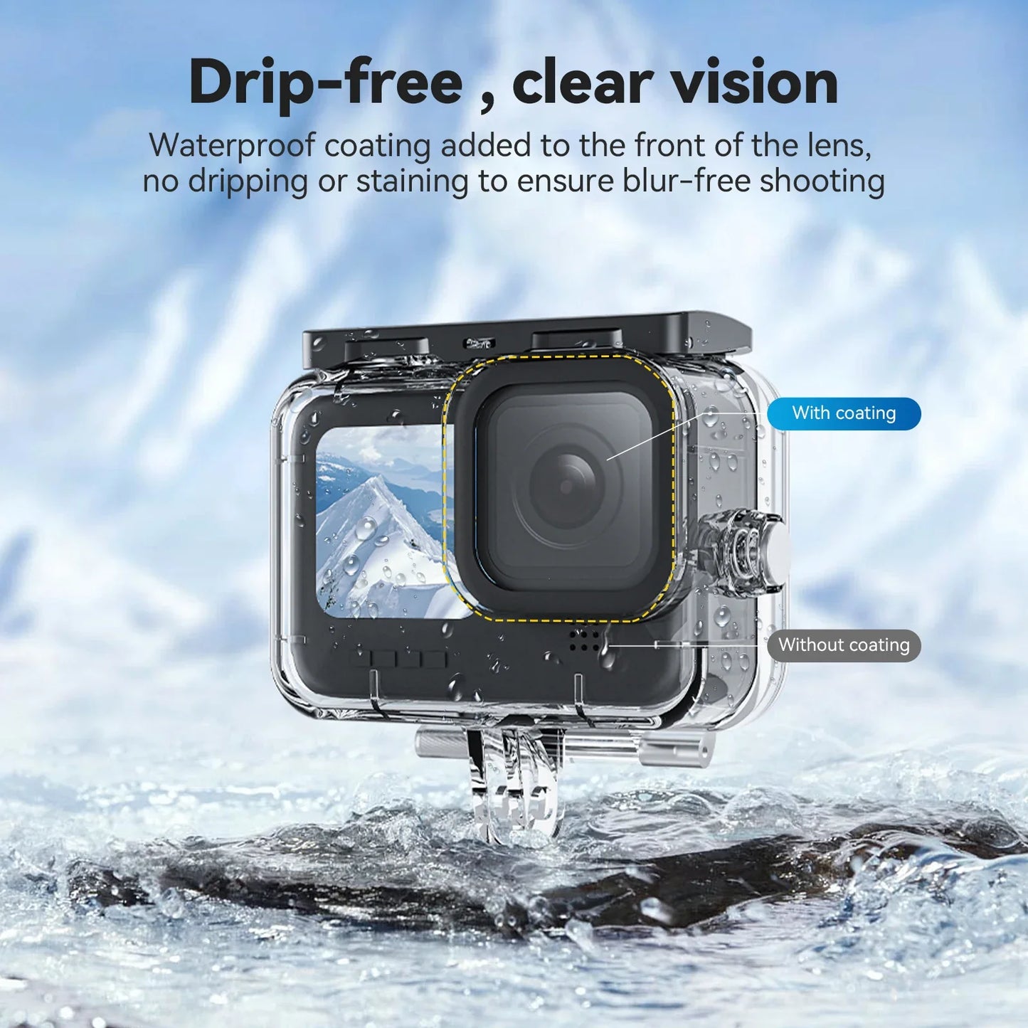 PC TELESIN Waterproof Case with Lens Coating  Gopro Hero 12 11 10 9 Accessories Touchable 45M Deep Diving Protective Housing