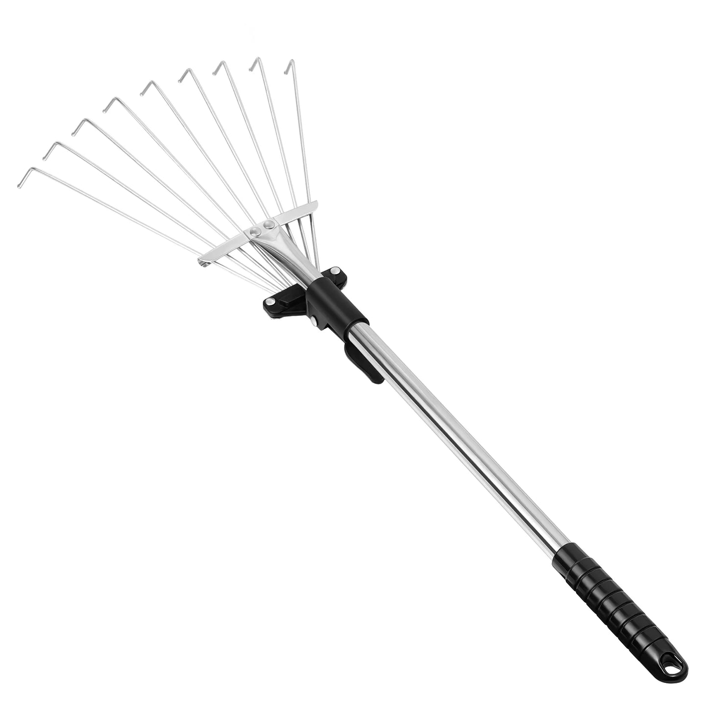 TOYANDONA Telescopic Metal Rake Adjustable Retractable Leaves Rake Gardening Tool  Lawn Yard